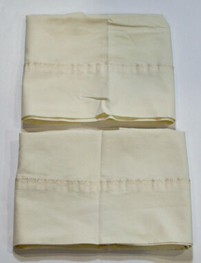 Bibb Pillowcase Pair Standard Beige Solid Cotton Blend Vintage